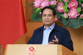El primer ministro de Vietnam, Pham Minh Chinh, habla en la reunión. (Foto: VNA)