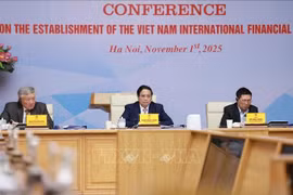 El primer ministro Pham Minh Chinh preside la Conferencia de consulta con expertos y organizaciones nacionales e internacionales sobre el establecimiento del Centro Financiero Internacional en Vietnam. (Foto: VNA)