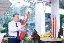 El secretario general del Partido Comunista y presidente de Vietnam, To Lam, deposita incienso en el Cementerio de Mártires de Tan Bien, en la provincia de Tay Ninh. (Foto: VNA)