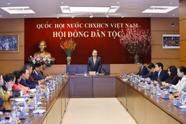 El presidente de la Asamblea Nacional de Vietnam, Tran Thanh Man, habla en la reunión. (Foto: VNA)