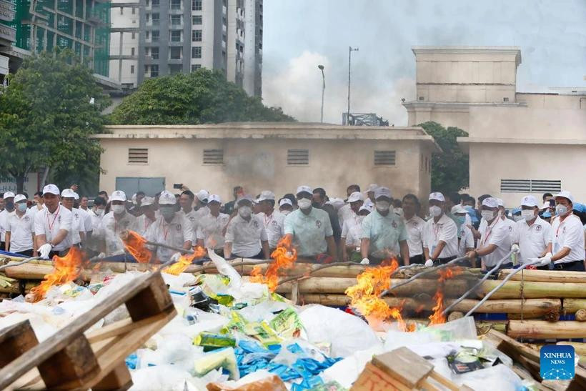 Camboya quema drogas por valor de 22,7 millones de dólares (Foto: english.news.cn)
