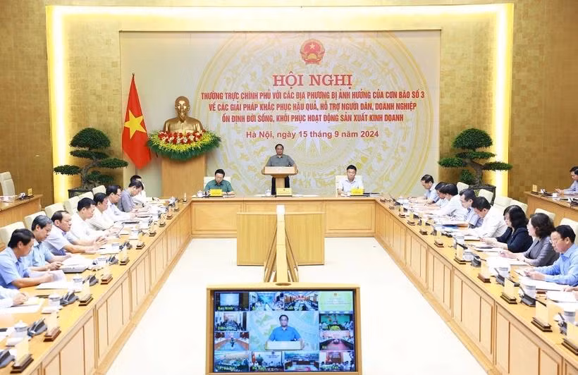 El primer ministro Pham Minh Chinh interviene en la conferencia (Fuente: VNA)