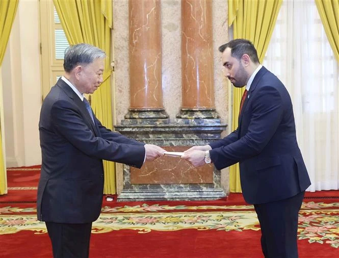 El presidente To Lam recibe al embajador de Nicaragua, Mario José Armengol Campos. (Foto: VNA)