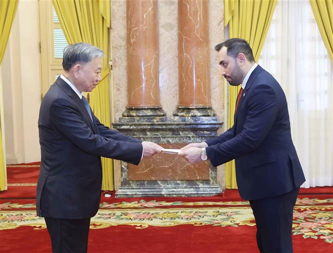El presidente To Lam recibe al embajador de Nicaragua, Mario José Armengol Campos. (Foto: VNA)