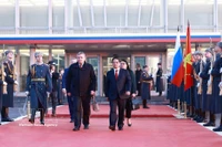 Acto de despedida al primer ministro de Vietnam, Pham Minh Chinh, en el Aeropuerto Vnukovo 2, en Moscú (Foto: VNA)