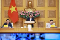 El primer ministro Pham Minh Chinh interviene en la reunión. (Fuente: VNA)