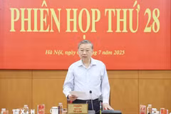 El secretario general del Partido Comunista de Vietnam, To Lam, habla en la reunión. (Fuente: VNA)