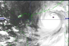 El centro de la tormenta a las 16:00 horas del 23 de septiembre. (Foto: VNA)