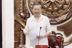El secretario general del Partido Comunista y presidente de Vietnam, To Lam, habla en el evento. Foto: VNA