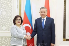 El secretario general del Partido Comunista de Vietnam, To Lam, y la presidenta de la Asamblea Nacional de Azerbaiyán, Sahiba Gafarova. (Fuente: VNA)