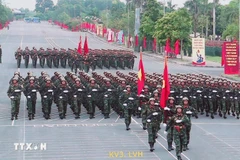 Un entrenamiento conjunto de fuerzas participantes en el desfile. (Fuente: VNA)