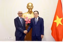 El presidente de la Asamblea Nacional de Vietnam, Tran Thanh Man, y el titular de la Cámara de Representantes de Marruecos, Rachid Talbi Alami. (Fuente: VNA)