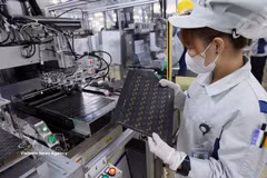 Las placas de circuitos impresos para dispositivos electrónicos se fabrican en la fábrica de Mektec Vietnam (100% de capital japonés) en el Parque Industrial Thang Long II, barrio de My Hao, provincia de Hung Yen. Foto: VNA