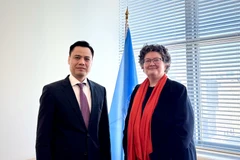 La secretaria general adjunta de Asuntos Jurídicos de las Naciones Unidas, Elinor Hammarskjöld, y el embajador Dang Hoang Giang, jefe de misión permanente de Vietnam ante la ONU. (Fuente: VNA)