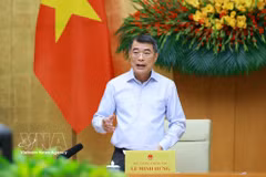 El primer ministro de Vietnam, Le Minh Hung, habla en el evento. (Foto: VNA)