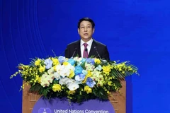 El presidente de Vietnam, Luong Cuong, habla en la sesión inaugural. (Foto: VNA)