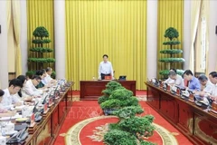 El presidente de Vietnam, Luong Cuong, habla en la reunión. (Fuente: VNA)