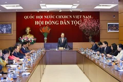 El presidente de la Asamblea Nacional de Vietnam, Tran Thanh Man, habla en la reunión. (Foto: VNA)