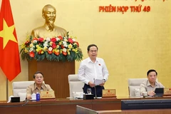 El presidente de la Asamblea Nacional, Tran Thanh Man, habla en la reunión. (Fuente: VNA)