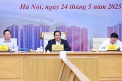 El primer ministro de Vietnam, Pham Minh Chinh, habla en la reunión. (Fuente: VNA)