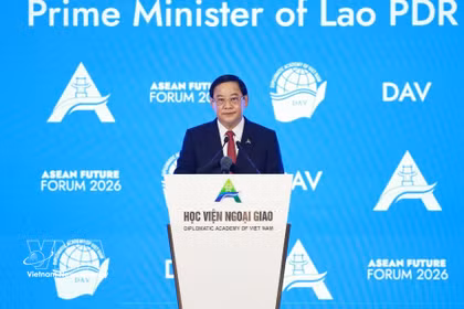 El primer ministro de Laos, Sonexay Siphandone, interviene en el Foto del Futuro de la ASEAN (AFF) 2026. (Foto: VNA)