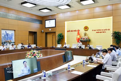 El vicepresidente de la Asamblea Nacional Nguyen Khac Dinh habla en el evento. (Foto: VNA)