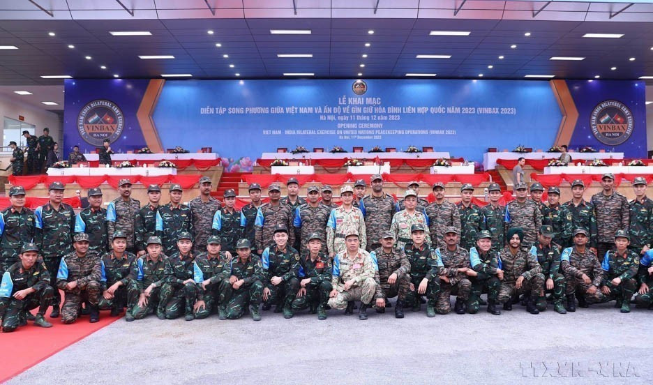 En la inauguración de un ejercicio bilateral entre Vietnam y la India sobre el Mantenimiento de la Paz de las Naciones Unidas en 2023. (Fuente: VNA)