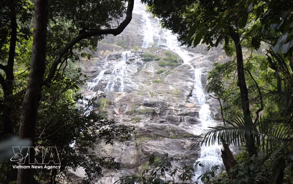 La cascada Lua se encuentra enclavada bajo la frondosa vegetación de un bosque virgen. (Fuente: VNA)