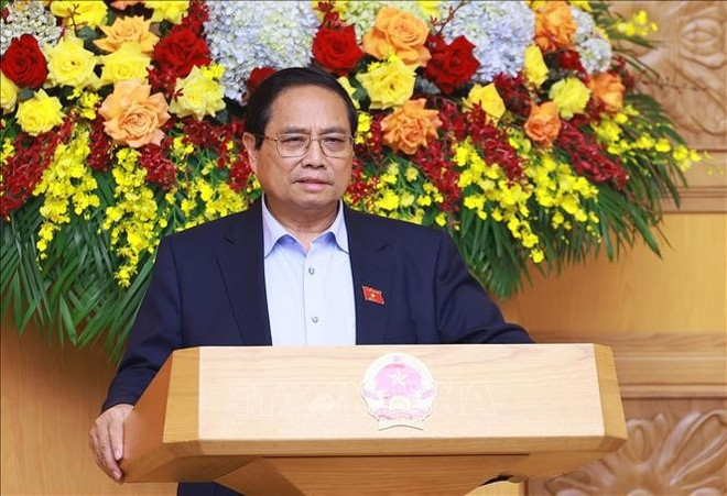 El primer ministro de Vietnam, Pham Minh Chinh, interviene en la cita (Foto: VNA) hinh-anh-7.jpg