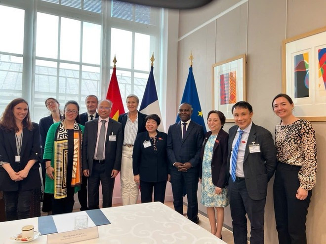 Delegados de ambas partes posan para una foto en grupo (Foto: VNA) delegation.jpg