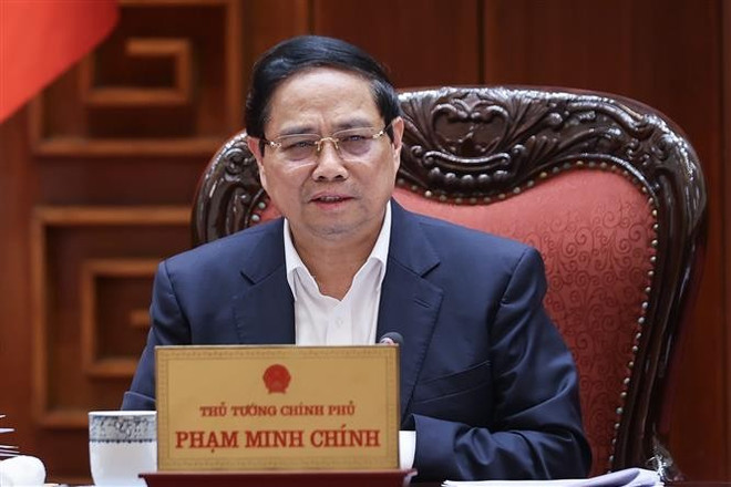 El primer ministro de Vietnam, Pham Minh Chinh, interviene en la cita (Foto: VNA) thu-tuong-2.jpg