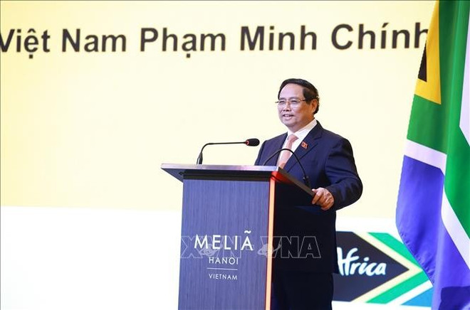 El primer ministro de Vietnam, Pham Minh Chinh, interviene en la cita (Foto: VNA) thu-tuong-pmc.jpg