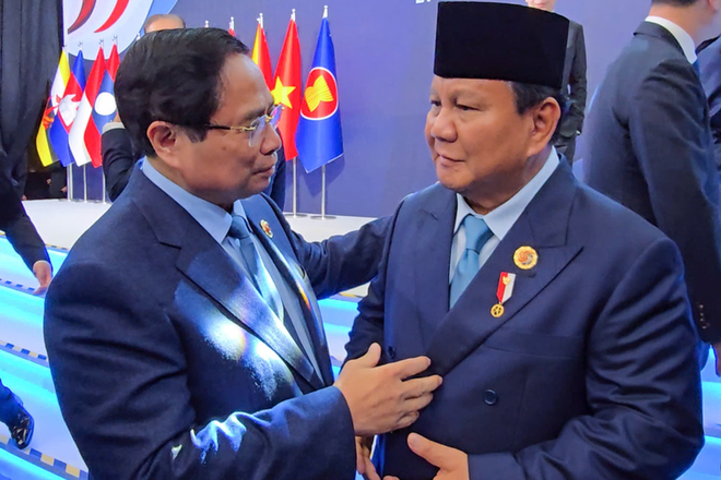 El primer ministro de Vietnam, Pham Minh Chinh, se reúne con el presidente indonesio, Prabowo Subianto (Foto: Ministerio de Relaciones Exteriores de Vietnam) bcpcdnchinhphuvn-thumb-w-777-334894974524682240-2025-10-27-base64-1761552134475577566105.png