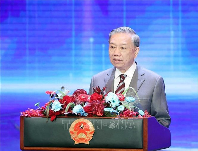 El secretario general del Partido Comunista de Vietnam, To Lam, interviene en la cita (Foto: VNA) uuidba76cd13-60b4-48f7-a88d-d3d53bbfe05acode001library1type1mode1loctruecaptrue.jpg