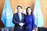 El presidente de Vietnam, Luong Cuong, sostuvo un encuentro con Annalena Baerbock, presidenta del 80º periodo de sesiones de la Asamblea General de la ONU. (Foto: VNA)