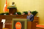 El presidente de la Asamblea Nacional, Tran Thanh Man, habla en el evento. 