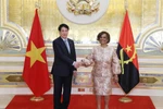 El presidente de Vietnam, Luong Cuong, y la titular de la Asamblea Nacional de Angola, Carolina Cerqueira. (Fuente: VNA)