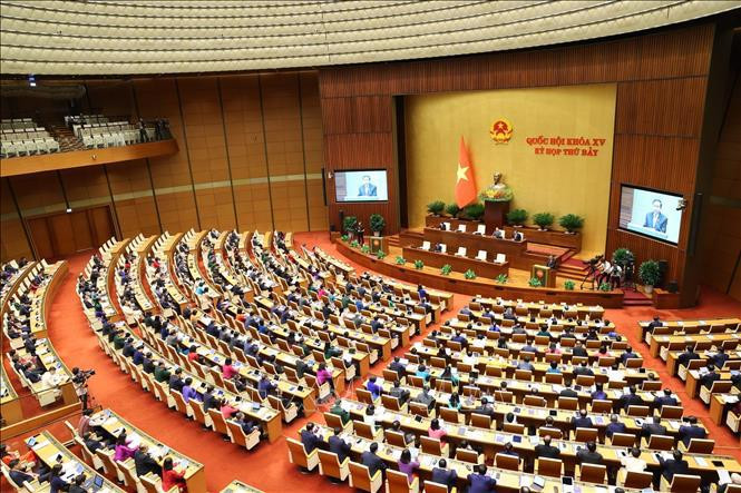La sesión inaugural del séptimo periodo de sesiones de la Asamblea Nacional de Vietnam de la XV legislatura. (Fuente: VNA)