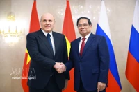 El primer ministro de Vietnam, Pham Minh Chinh, se reúne con su homólogo anfitrión, Mikhail Mishustin. (Foto: VNA)