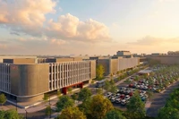 Vista en perspectiva de la planta de fabricación de chips de Viettel en el Parque de Alta Tecnología de Hoa Lac. (Foto: hanoimoi.vn)