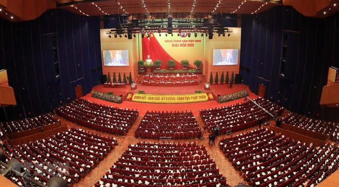 Escena del XIII Congreso Nacional del Partido Comunista de Vietnam (Fuente: VNA)