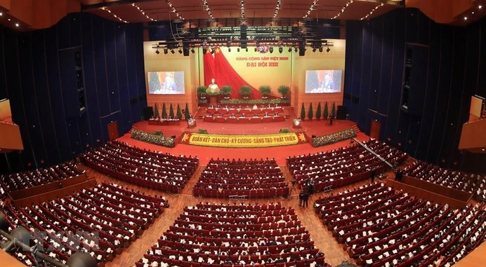 Escena del XIII Congreso Nacional del Partido Comunista de Vietnam (Fuente: VNA)