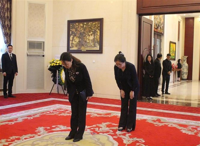 Una delegación de la Comisión de Asuntos Exteriores del Comité Central del Partido Comunista de China rinde homenaje al ex presidente Tran Duc Luong. (Foto: VNA) 1-820.jpg