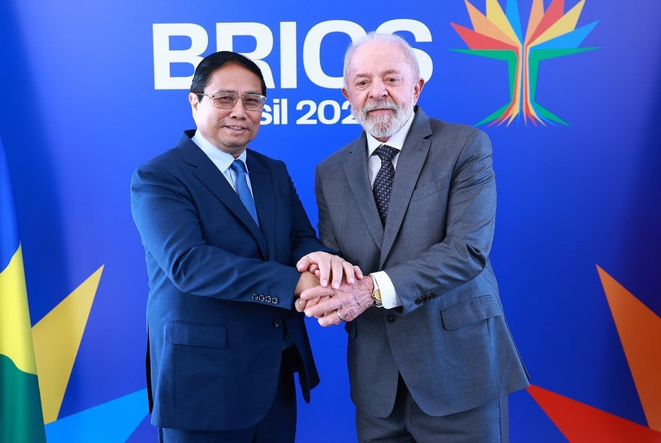 El primer ministro Pham Minh Chinh y el presidente Luiz Inácio Lula da Silva en Río de Janeiro (Foto: VNA)