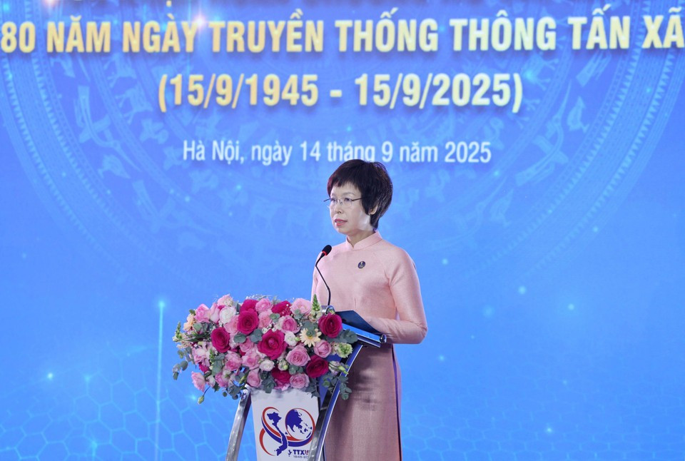 La directora general de la VNA, Vu Viet Trang, intervino en el evento. (Foto: VNA)