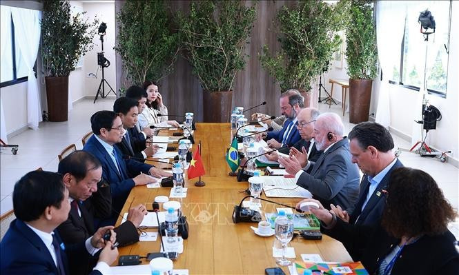El primer ministro Pham Minh Chinh se reúne con el presidente Luiz Inácio Lula da Silva en Río de Janeiro (Foto: VNA)
