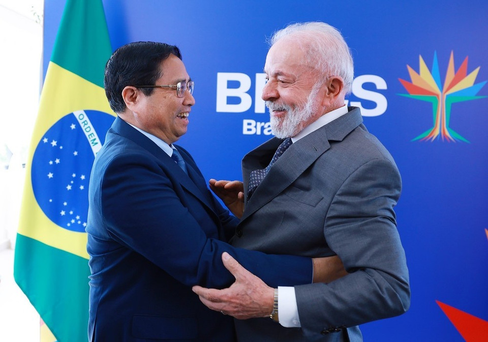 El primer ministro Pham Minh Chinh y el presidente Luiz Inácio Lula da Silva en Río de Janeiro (Foto: VNA)