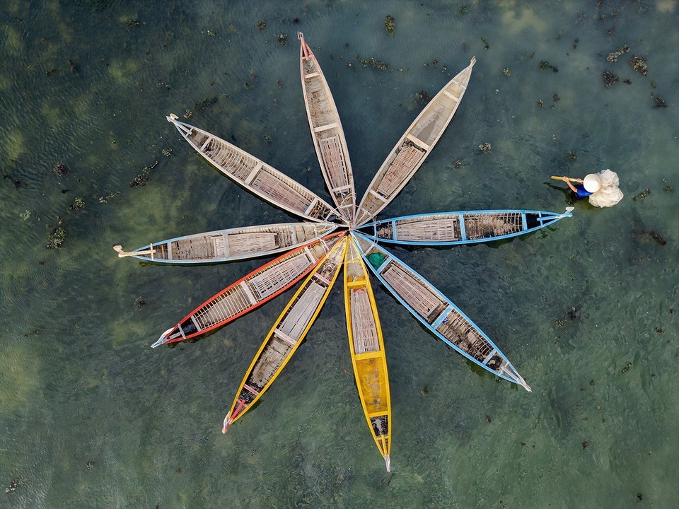 Las barcas de madera permiten a los visitantes desplazarse con facilidad y explorar la rica biodiversidad del ecosistema local. (Foto: VNA)
