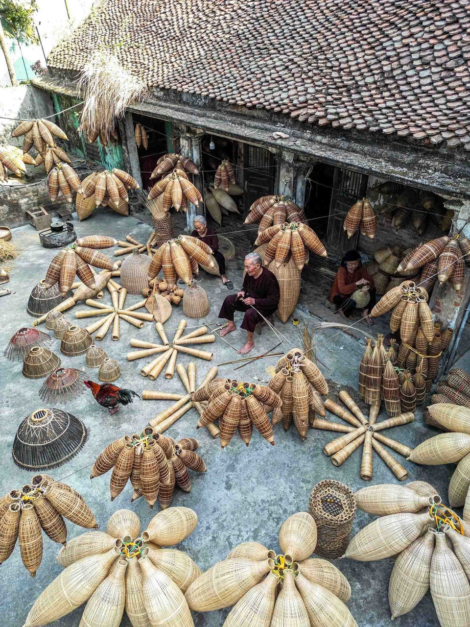 El trabajo de tejer cestas no solo es un medio de vida, sino también un patrimonio cultural de la región del delta del río Rojo. (Foto: VNA)
