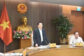 El viceprimer ministro Mai Van Chinh interviene en la reunión para revisar los preparativos de Vesak 2025. (Foto: VNA) 